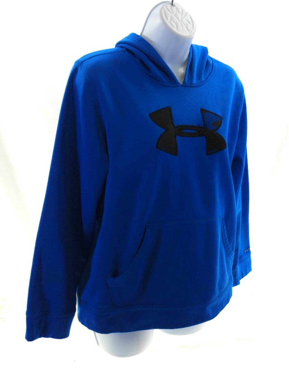 Under Armour Youth XL Blue Pullover Hoodie Black Big Logo Athletic Sweatshirt